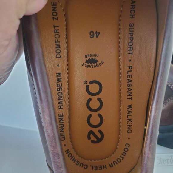 ECCO Men\'s Size EU 46 US 12-12.5 Brown Leather Slip-On Loafers Casual Driving main image 10